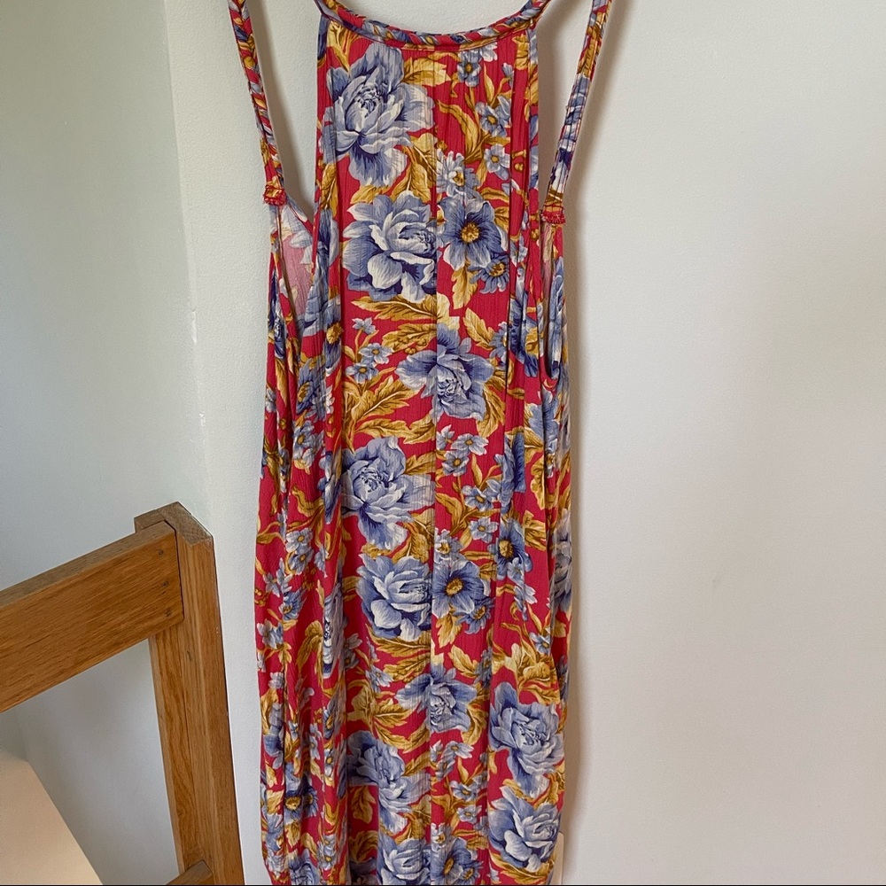 Orange and blue open back sundress